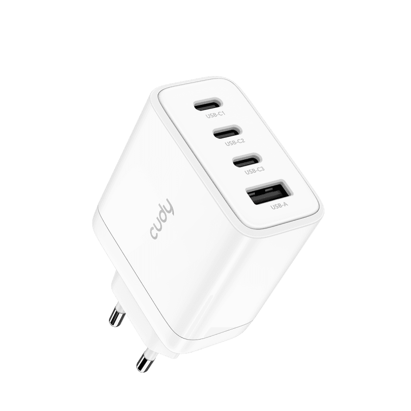 CUDY 4-Port 65W USB-C Charger with EU Plug, GaN, 3