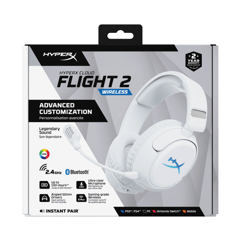 Casti Gaming Head-band HyperX Cloud Flight 2, Fara Fir, Alb