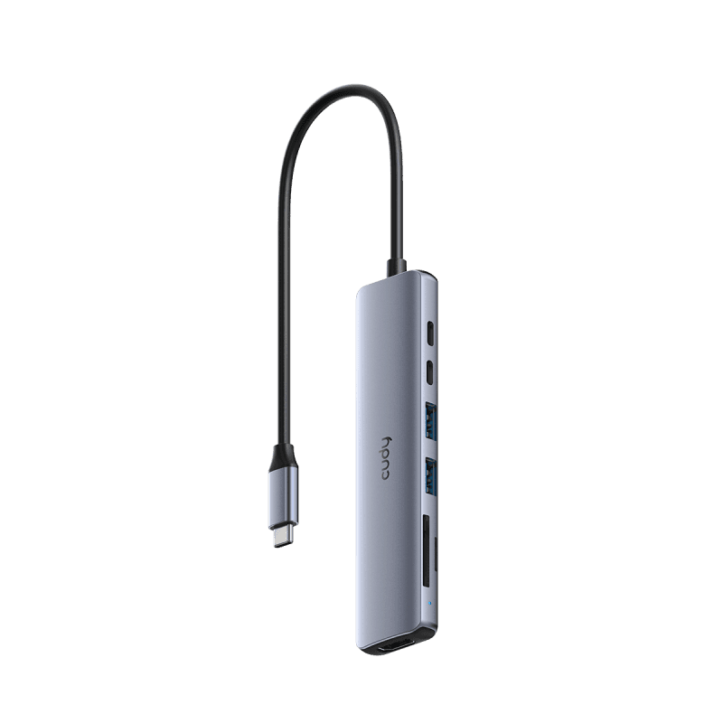 CUDY 7-IN-1 USB Hub, Aluminium housing, 1 USB-C 3.0 5Gbps