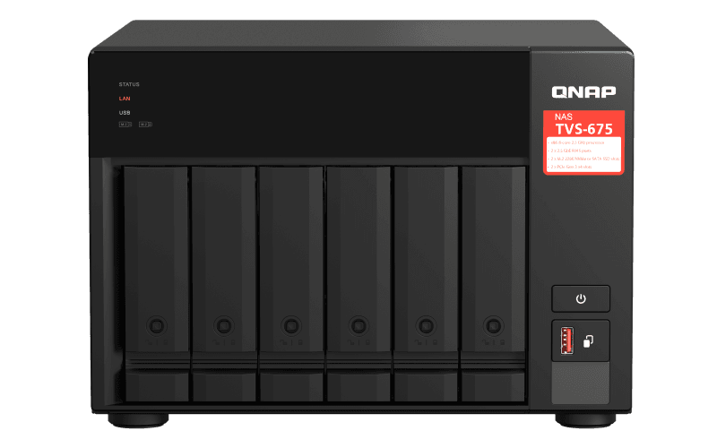 NAS QNAP 675 6-Bay, CPU Zhaoxin Kaixian KX-U6580 8C/8T 2.5GHz,