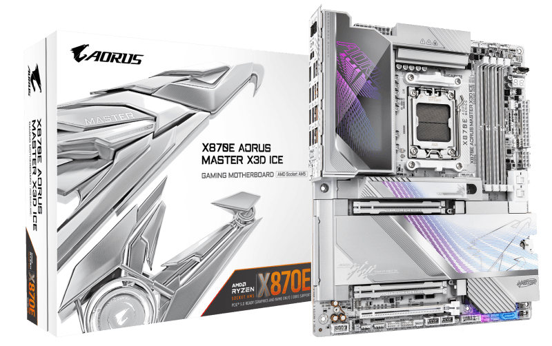 GIGABYTE X870E AORUS MASTER X3D ICE. Processor manufacturer: AMD, Processor