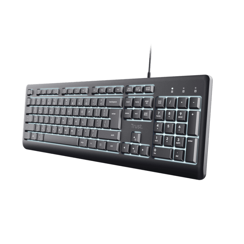 Tastatura cu fir Trust Primo, membrana, iluminare, numar taste 104,