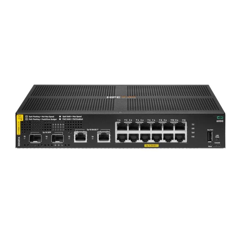 HPE Aruba Networking CX 6000 12G Class4 PoE 2G/2SFP 139W