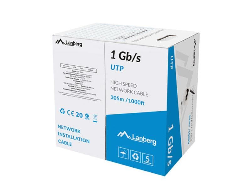 Cablu LAN 1 Gb/s 305 m solid CCA negru