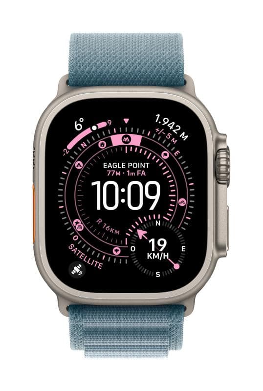 Apple Watch 49mm Light Blue Alpine Loop - Small - Black Titanium