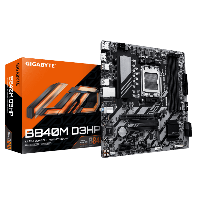 GIGABYTE B840M D3HP. Processor manufacturer: AMD, Processor socket: Socket AM5,
