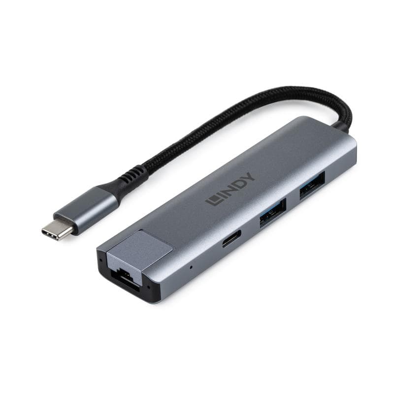 Hub Lindy USB3.2 Gigabit Ethernet, interfata USB C la RJ45