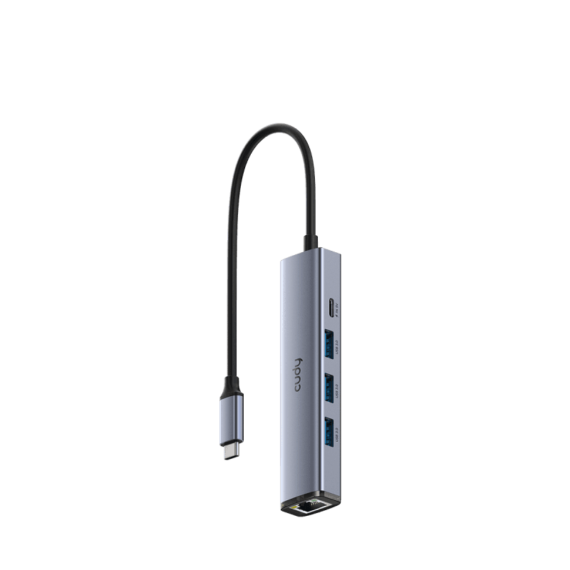CUDY 5-IN-1 USB Hub, Aluminium housing,1 USB-C 3.0 5Gbps male