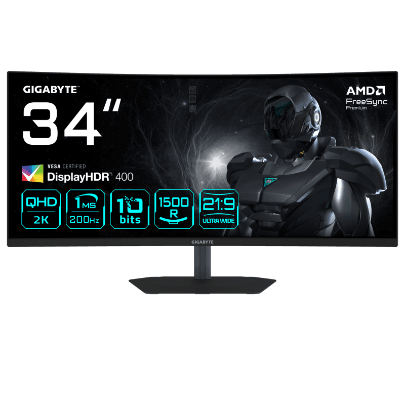 GIGABYTE G34WQC2 34” WQHD Curved Gaming Monitor - 3440 x