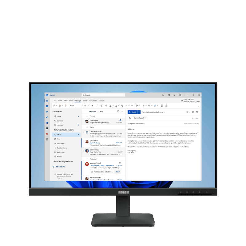 Monitor  Lenovo ThinkVision S24-4e; 23.8"IPS, FHD (1920x1080), 16:9, Brightness: