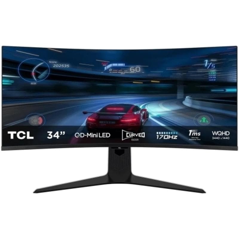 Monitor TCL 34" 34R83Q, Curvature: 1500R, Diagonal (inch): 34, Diagonal