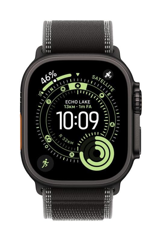 Apple Watch 49mm Black/Charcoal Trail Loop - M/L - Black Titanium Finish