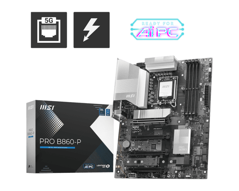 Placa de baza MSI PRO B860-P, LGA 1851, DDR5, ATX