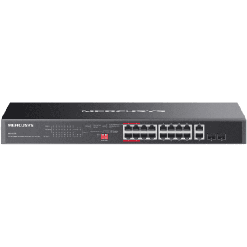 Switch Mercusys Gigabit Rackmount MS120GP, 16× Gigabit PoE+ RJ45 ports,