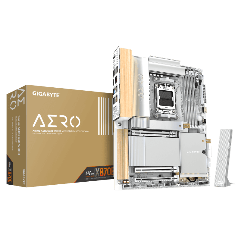 GIGABYTE X870E AERO X3D WOOD. Processor manufacturer: AMD, Processor socket: