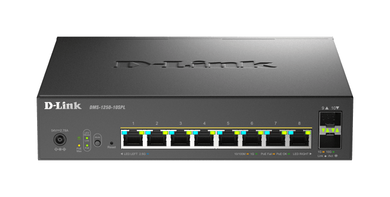 Switch D-Link DMS-1250-10SPL, 8 porturi Gigabit, 2 porturi SFP+, Protocol
