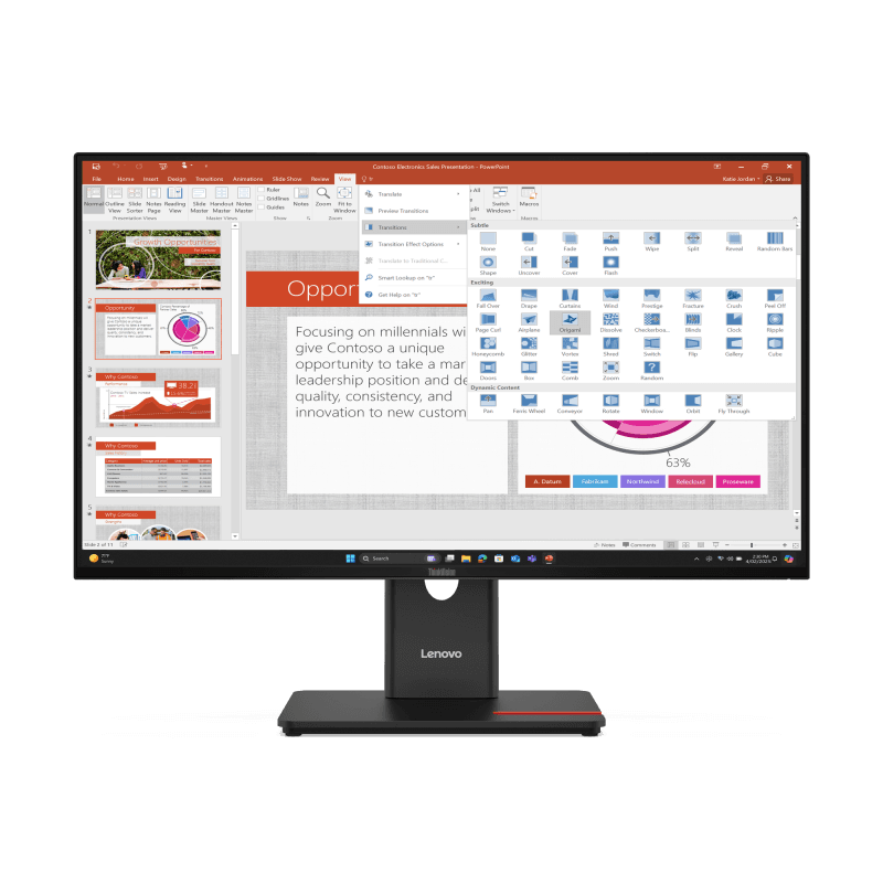 Monitor  Lenovo ThinkVision T27-40; 27"IPS, FHD (1920x1080), 16:9, Brightness: