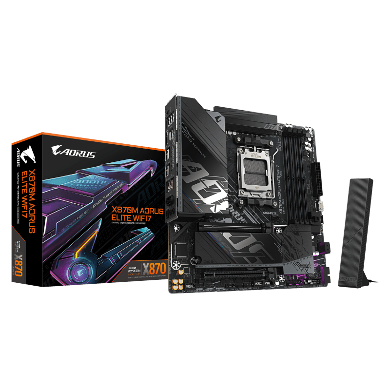 GIGABYTE X870M AORUS ELITE WIFI7. Processor manufacturer: AMD, Processor socket: