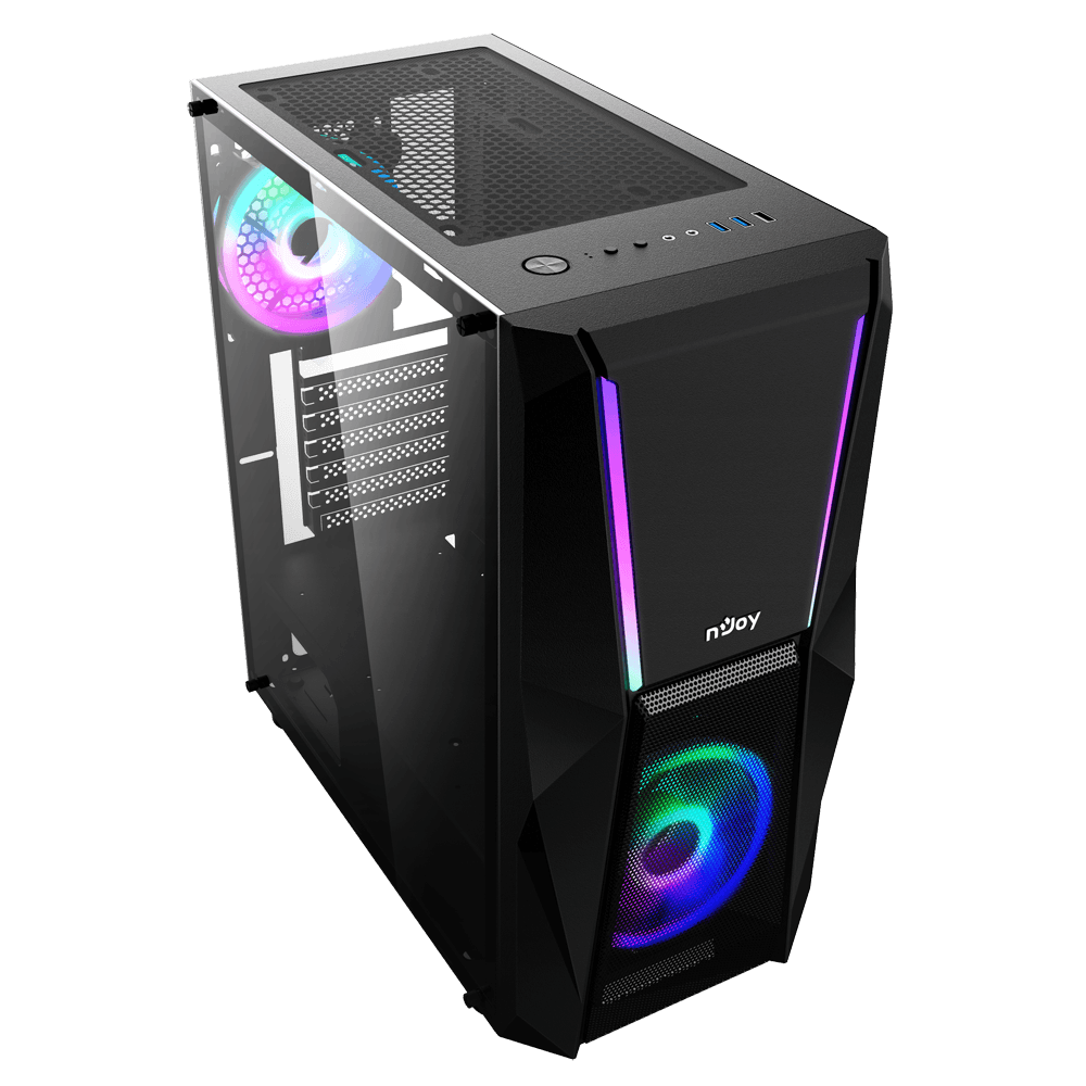 Carcasa nJoy Fort, RGB, Mid Tower, Black - 2