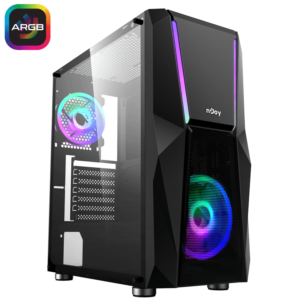 Carcasa nJoy Fort, RGB, Mid Tower, Black