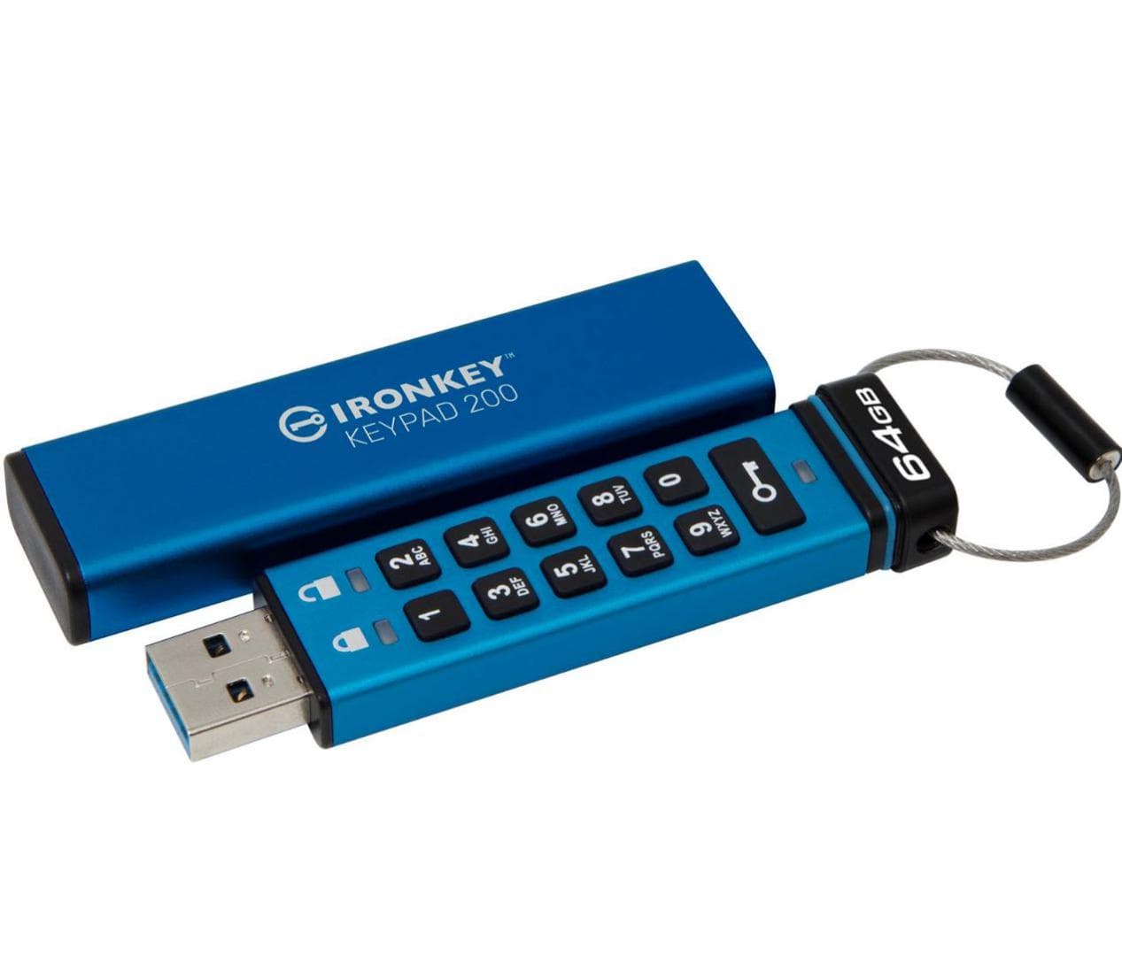Memorie USB Kingston Keypad 200 64GB, USB 3.2, Albastru - 3