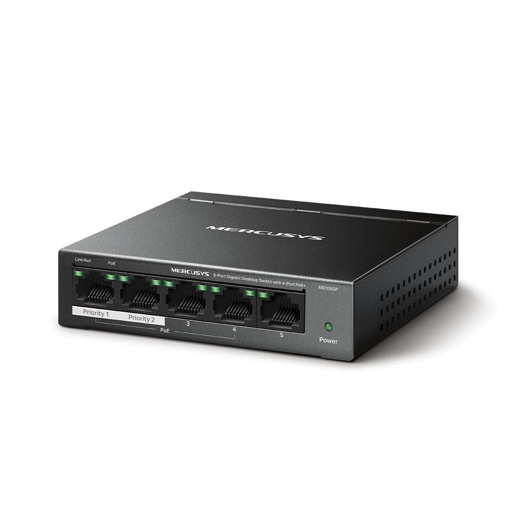 MERCUSYS DESKTOP SWITCH 5PORT MS105GP POE, Interfata: 5 x 5× - 3