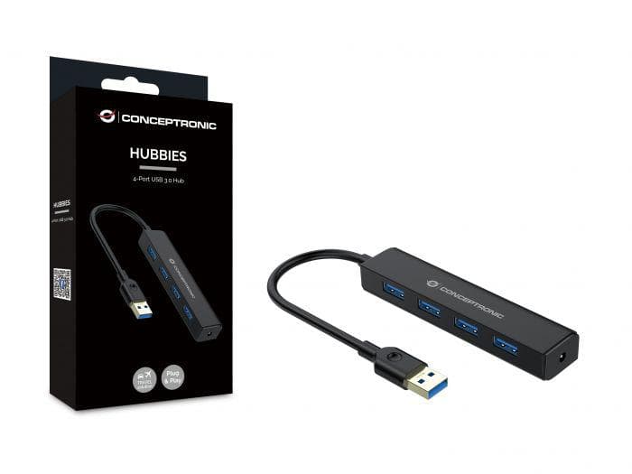 CONCEPTRONIC C4PUSB3 4-Port USB 3.0 Hub with Power Jack, 23.5