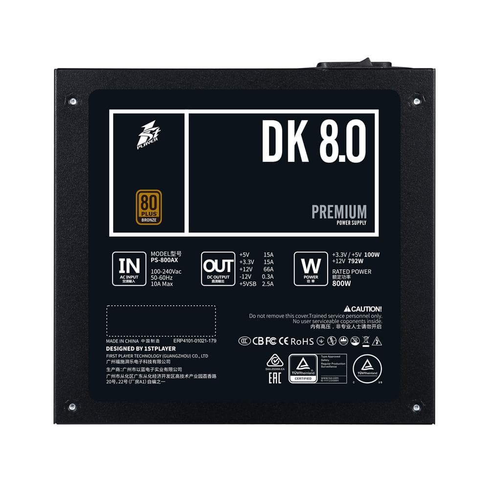 Sursa 1stPLAYER DK PREMIUM, 80 PLUS Bronze, 800 W - 5