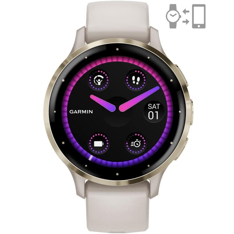 Ceas Garmin Venu 3S, Ivory/ Soft Gold - 2