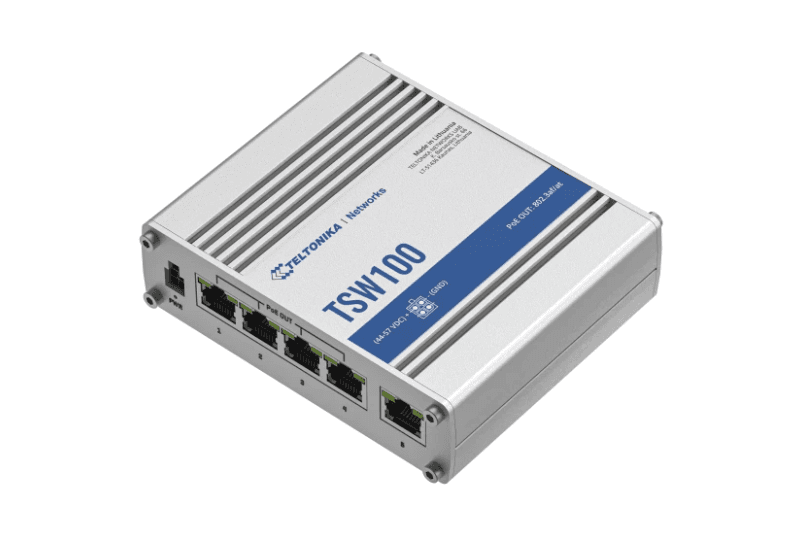 TELTONIKA INDUSTRIAL 5PORT Unmanaged POE+ Switch TSW100, Interfata: 5 x - 3