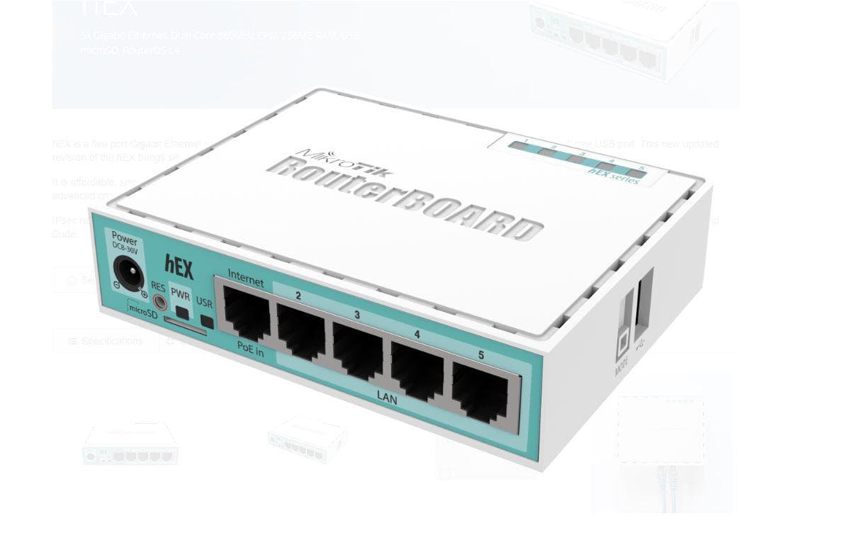 MIKROTIK 5-PORT GIGABIT ETHERNET ROUTER, RB750GR3, 5*10/100/1000Ethernet ports, CPU nominal - 2