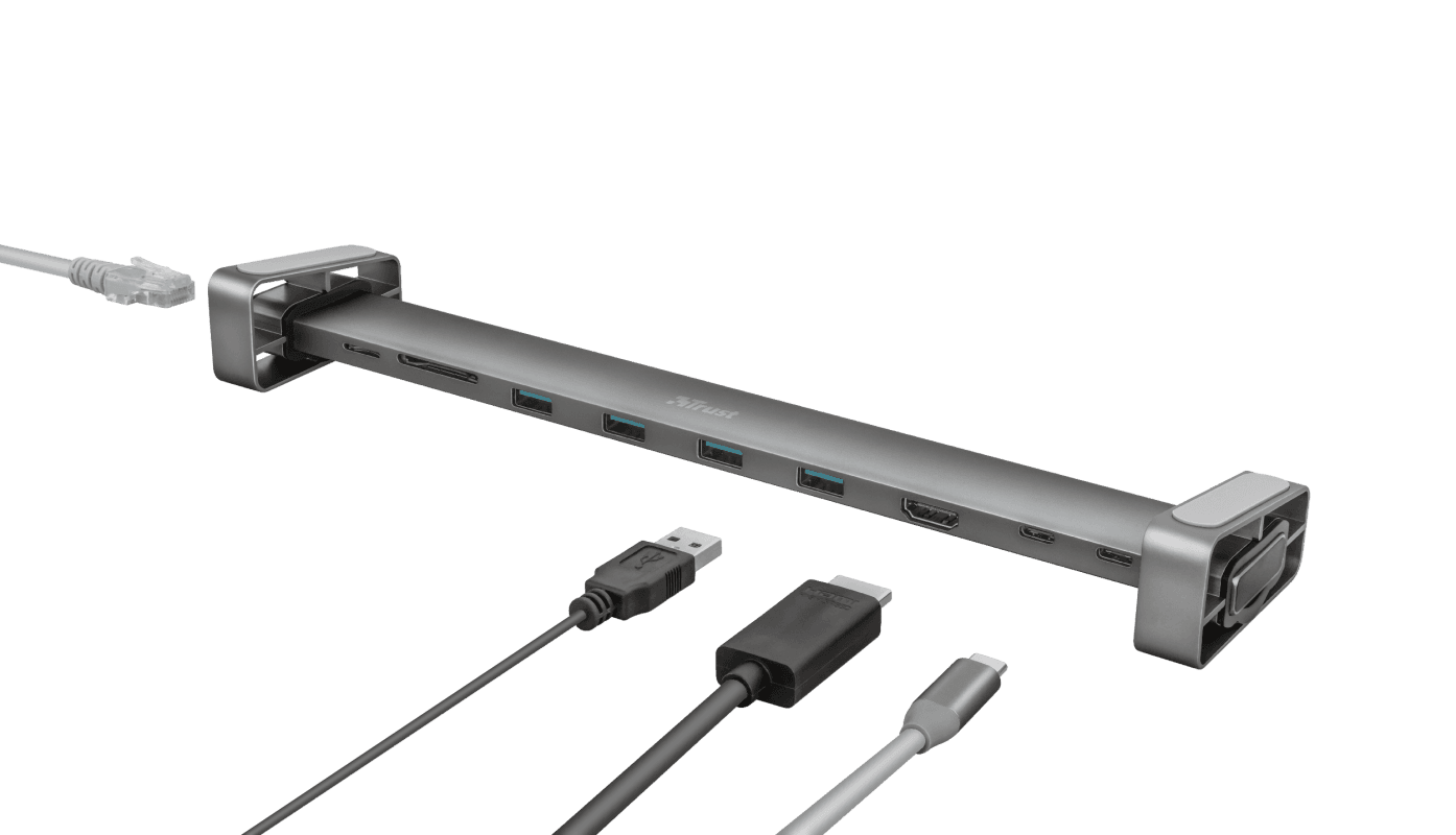 Dock USB Trust Dalyx, 10 porturi USB-C, aluminiu - 14