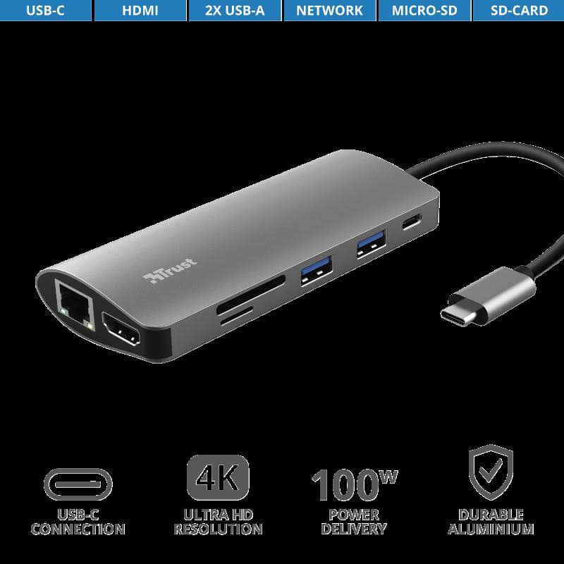 Hub USB Trust Dalyx, 7 porturi USB-C, negru - 4