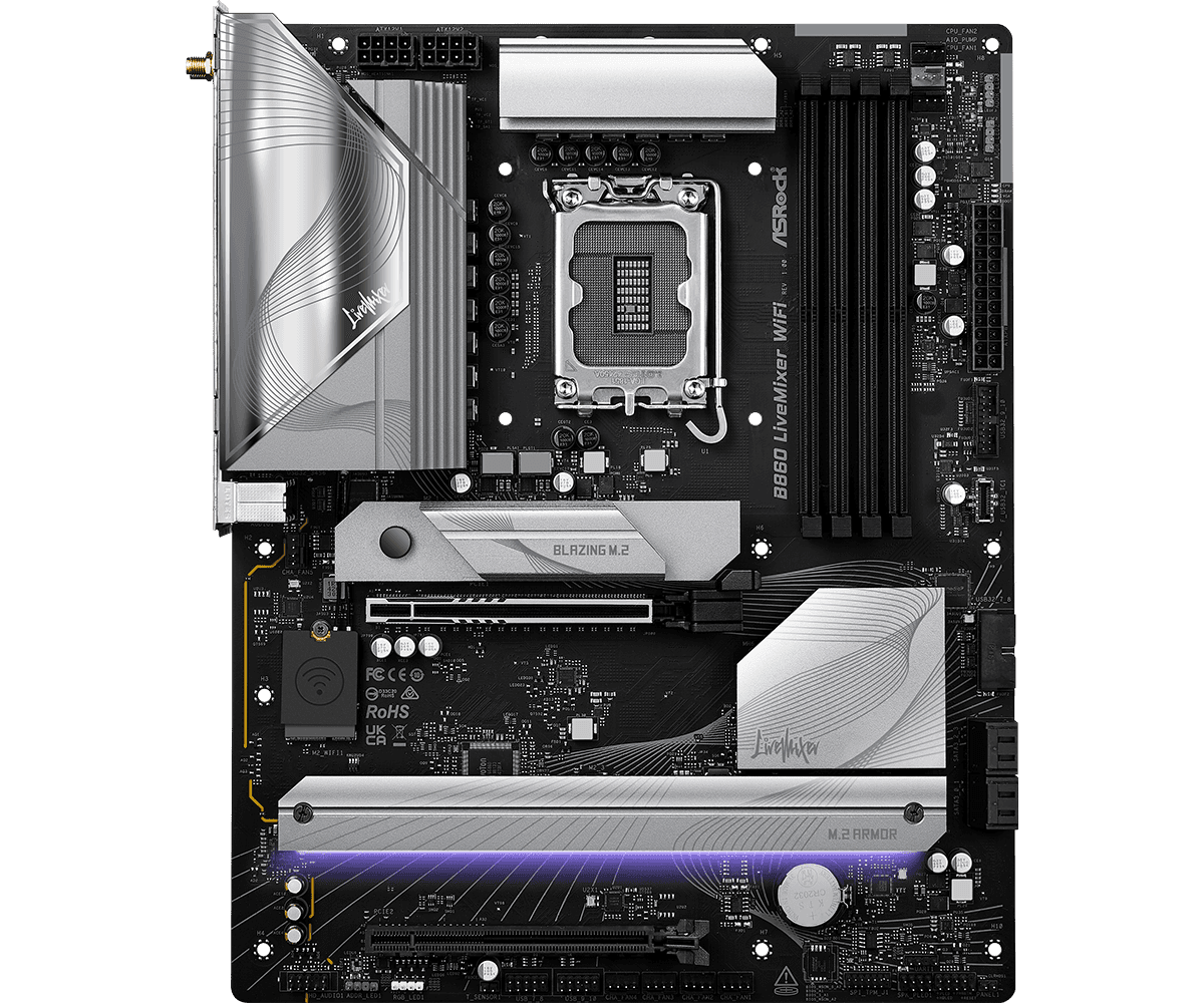 Placa de baza ASRock B860 LiveMixer WiFi, Socket 1851, DDR5, - 3