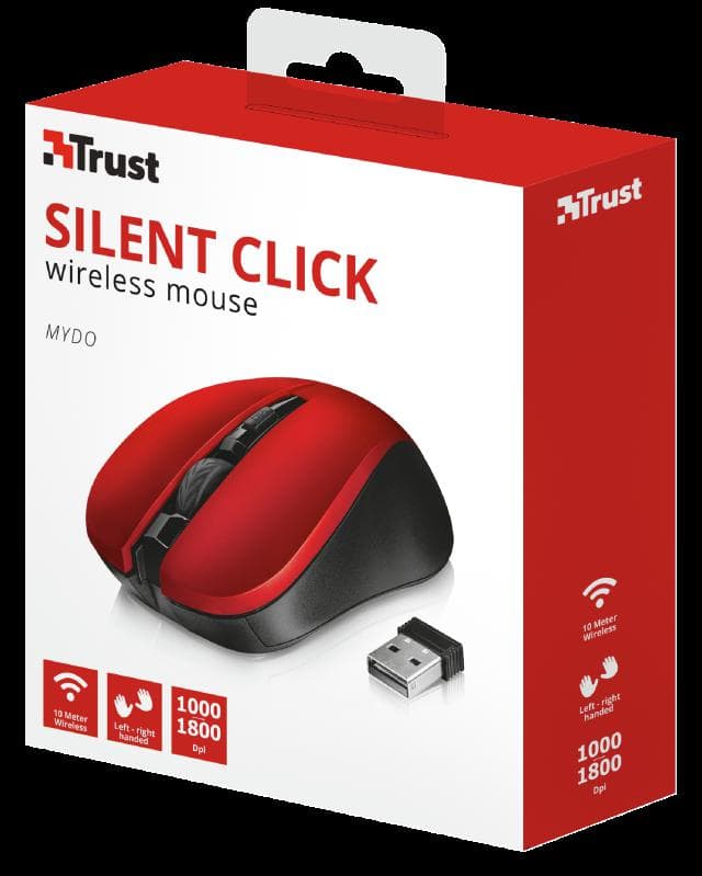 Mouse Trust Mydo Silent Click, Wireless, rosu - 4