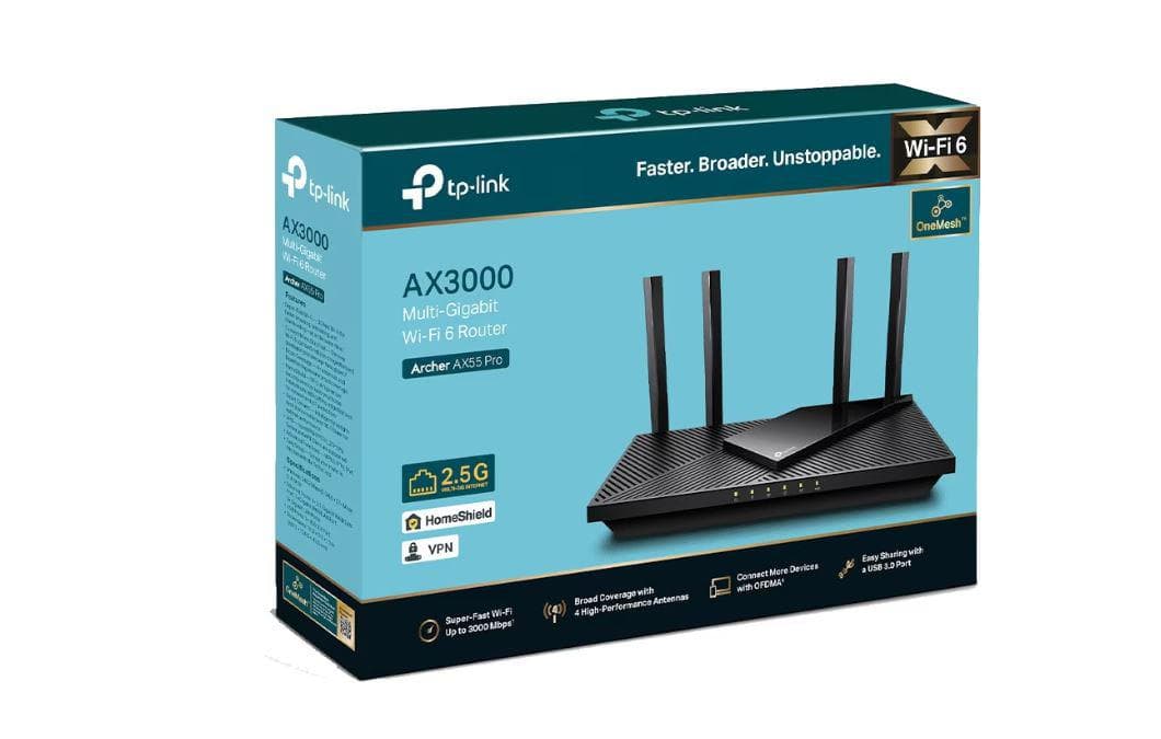 TP-Link Wireless Router, ARCHER AX55 PRO ;dual band AX3000 5 - 5