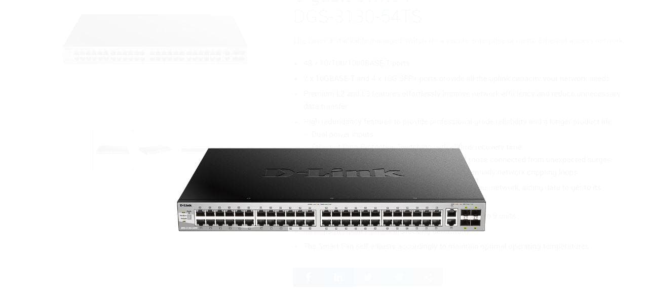 Switch D-Link DGS-3130-54TS/SI, 54-Port Gigabit SFP L3 Stackable Managed Switch,