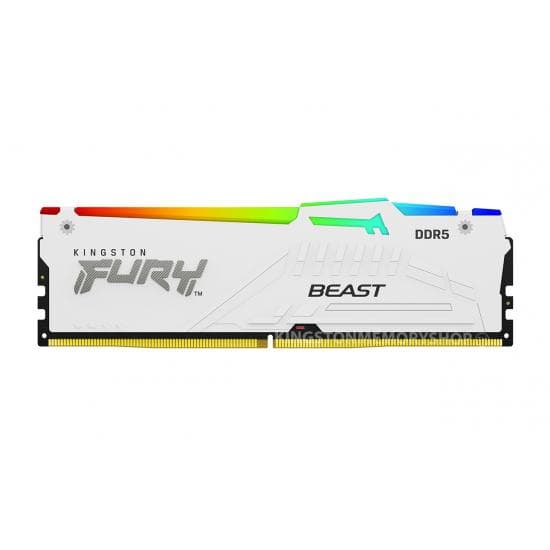 Memorie RAM Kingston FURY Beast White RGB, 16GB DDR5, 6400MHz,