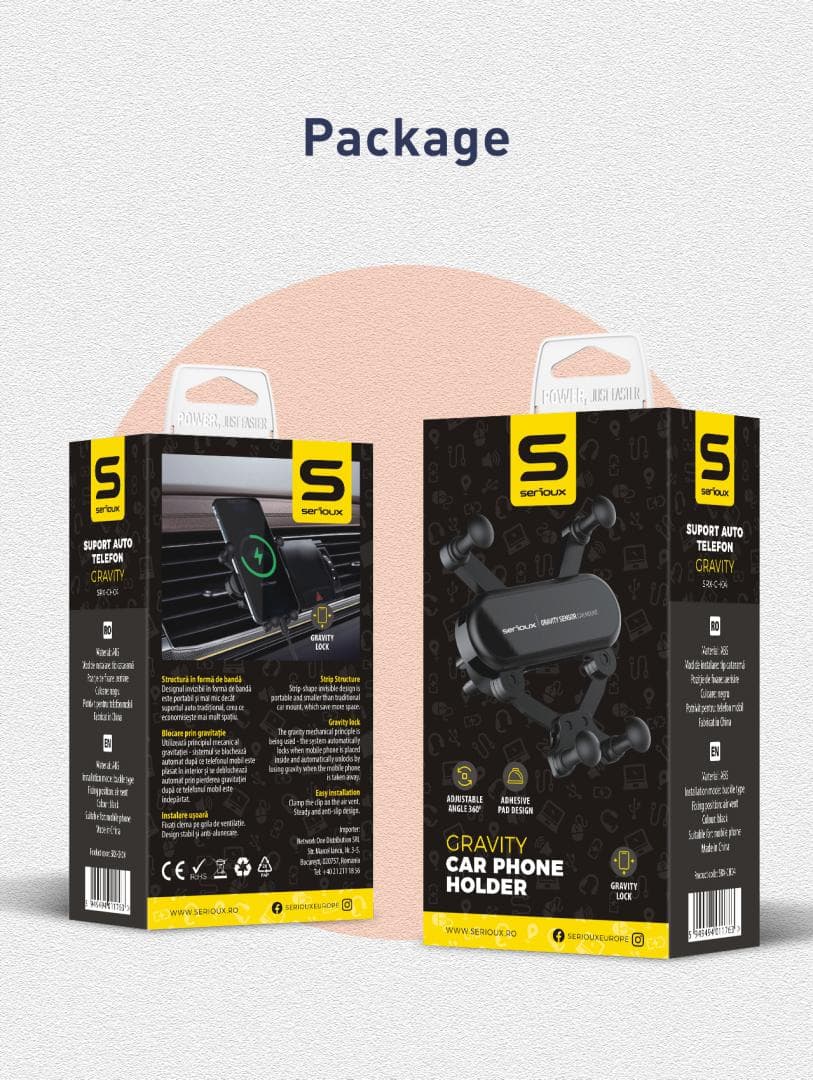 Suport auto telefon Gravity Serioux CH04,  Material: ABS, Mod - 15