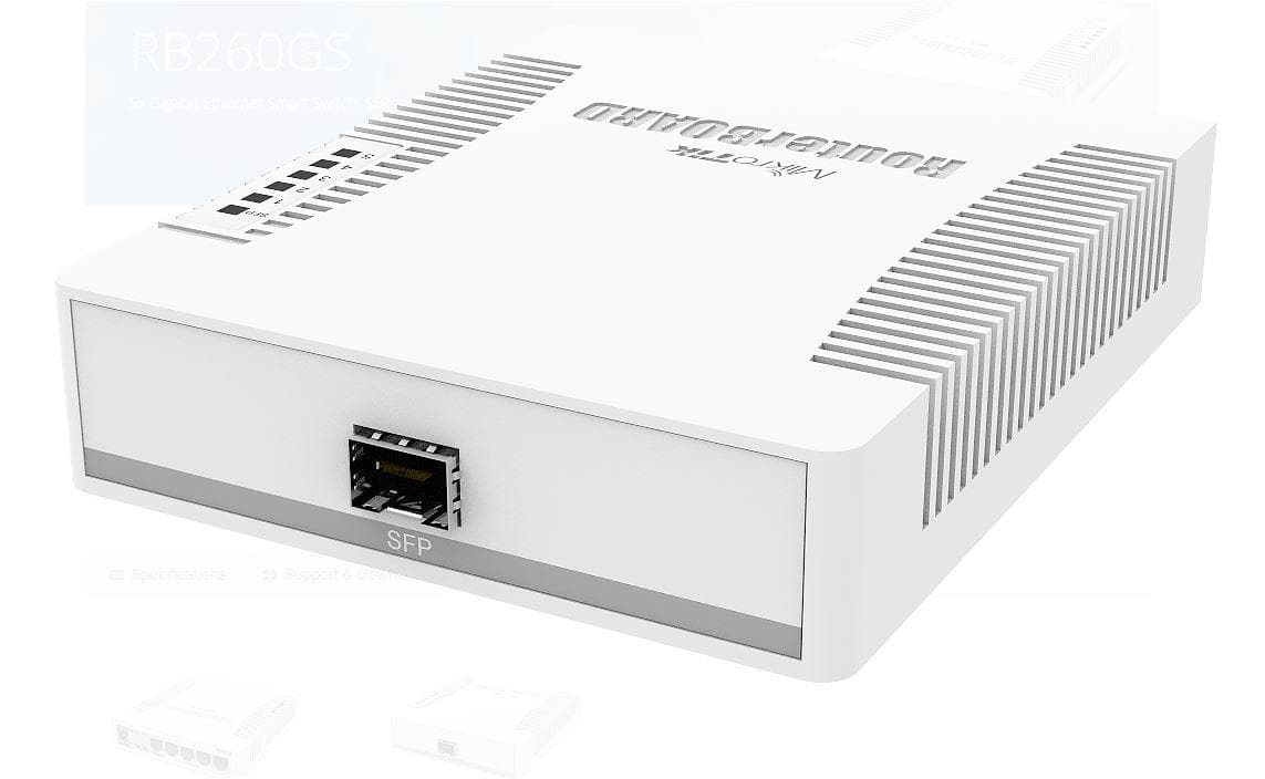 MIKROTIK SMALL SOHO SWITCH RB260GS CSS106-1G-1S, 5 X GIGABIT, Dimensiuni: - 2