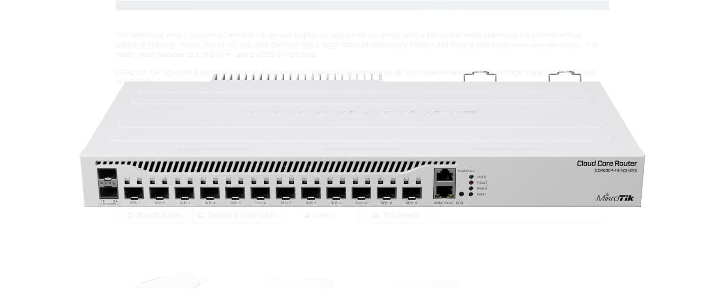 MikroTik Router de retea, CCR2004-1G-12S+2XS; Procesor: 1700 MHz, RAM: 4 - 3