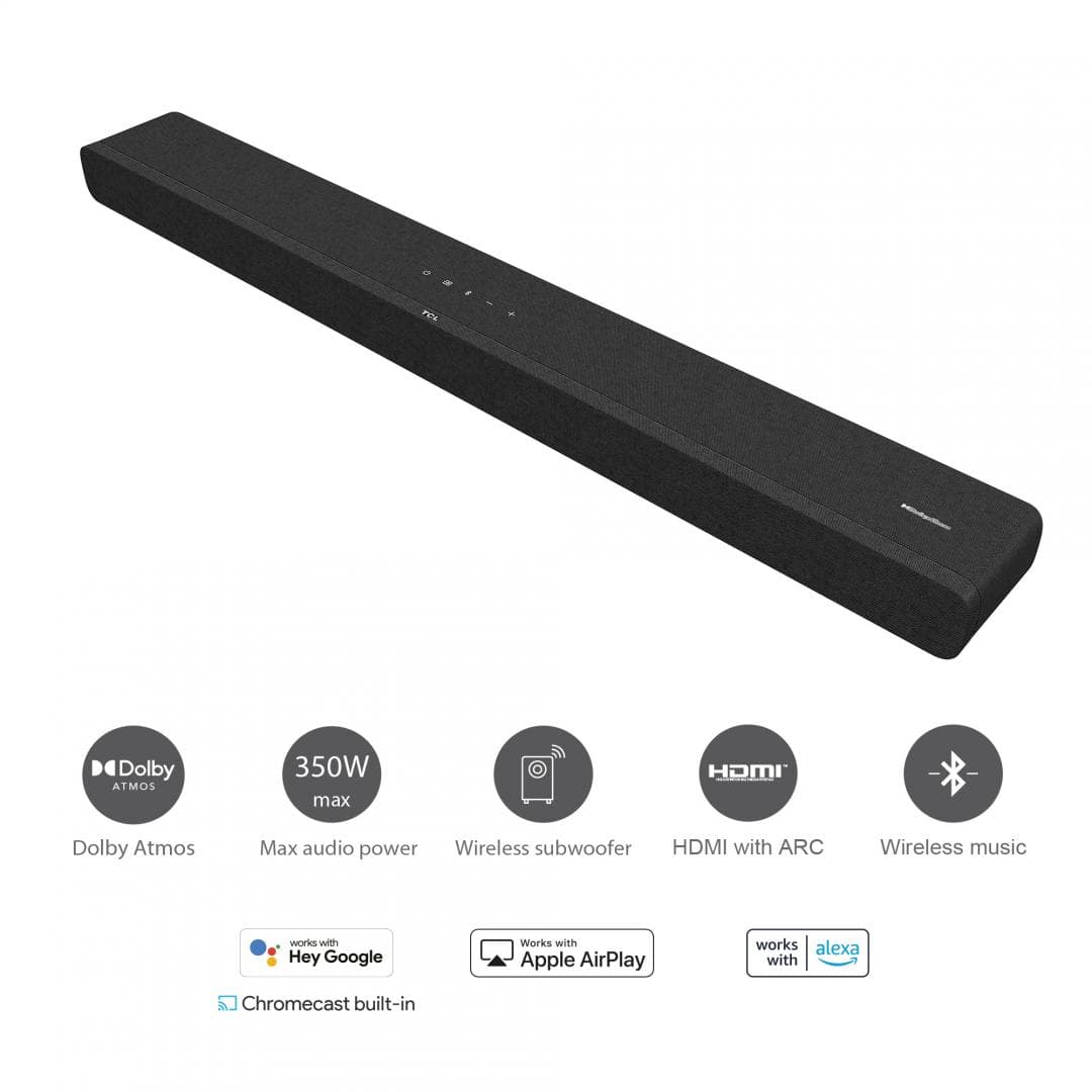 Soundbar TCL TS8132, 3.1.2, 350W, Bluetooth, Dolby Atmos, SubwooferWireless, Negru - 2