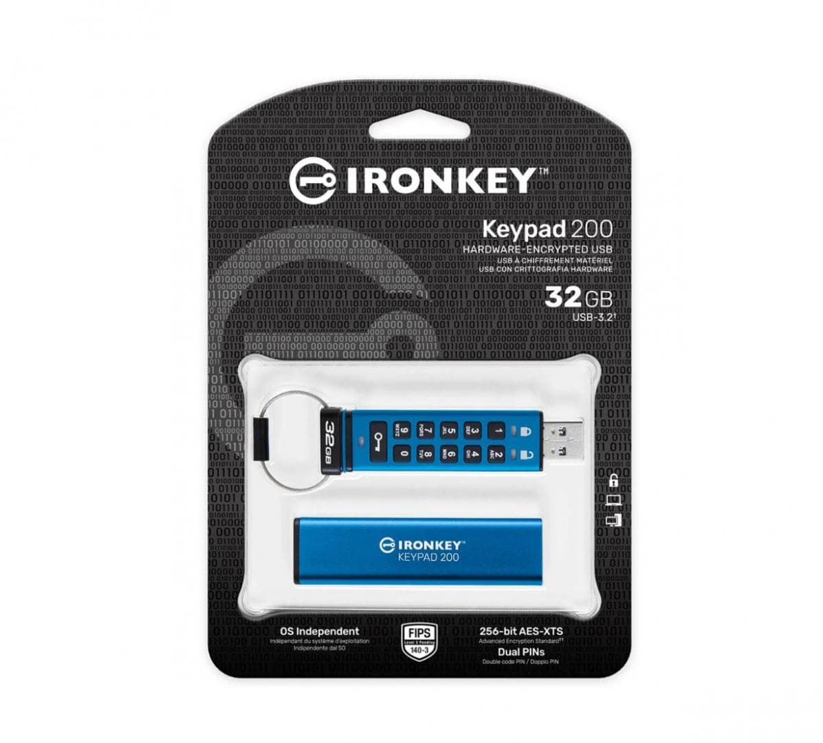 Memorie USB Kingston Keypad 200 32 GB, USB 3.2, Albastru - 4