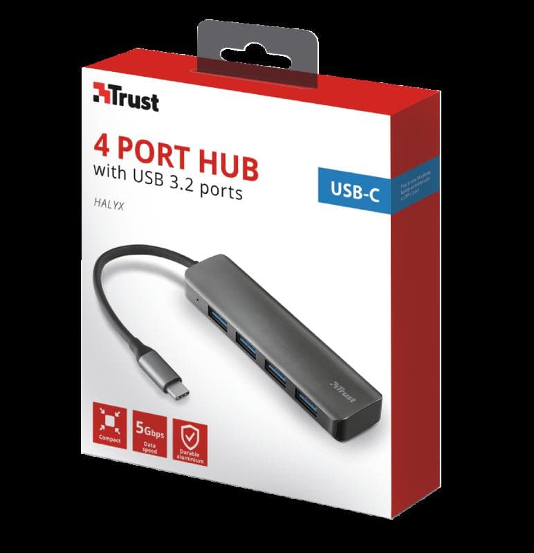 Hub USB Trust Halyx, 4 porturi USB 3.2, negru - 9