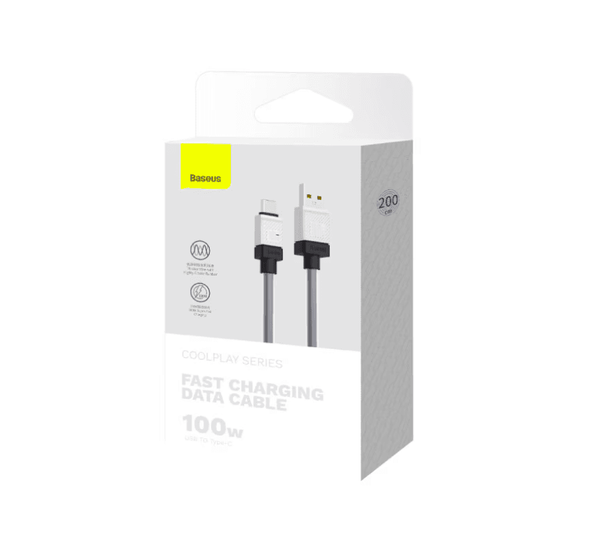 Cablu Baseus CoolPlay Fast Charge USB-C 100W 2m Negru - 2