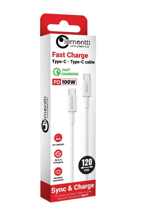 Cablu Lemontti Fast Charge Type-C la Type-C, PD, 100W, lungime1.2m, - 2