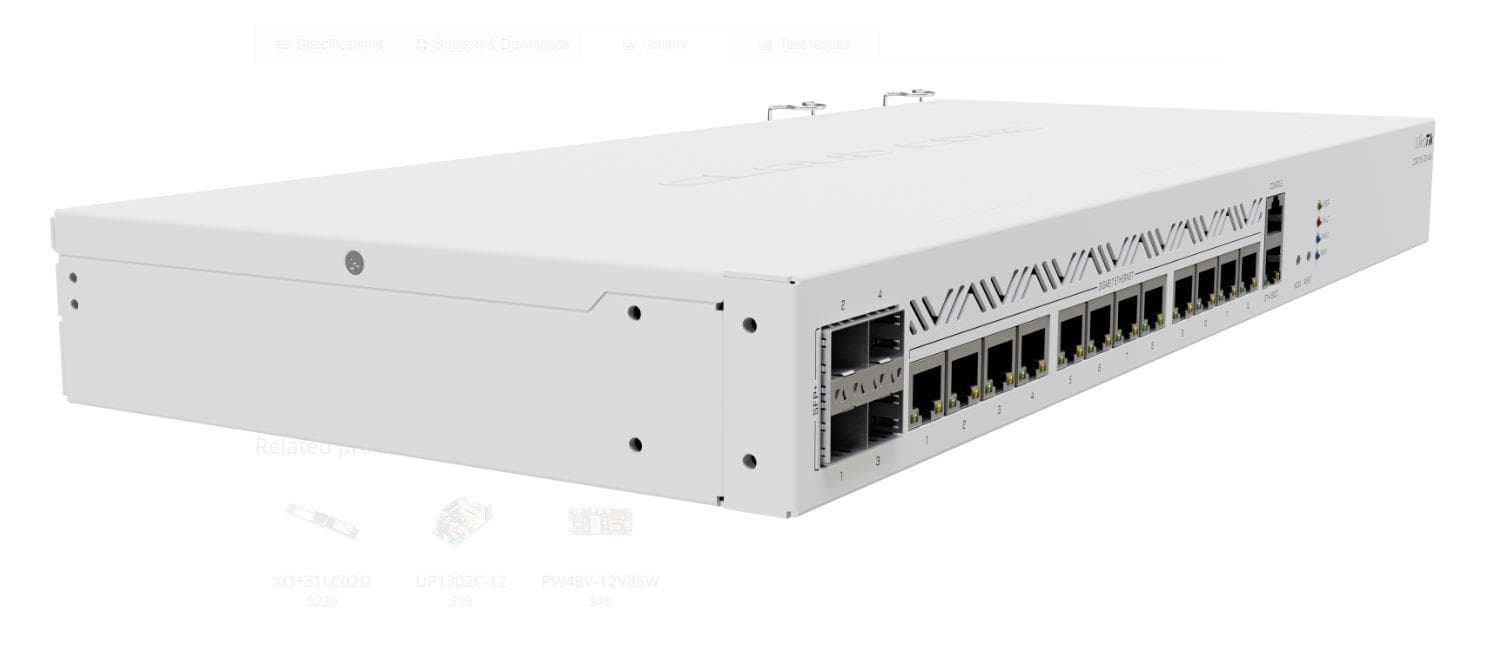 MIKROTIK, 16 Port Wired Router, CCR2116-12G-4S+, Procesor:2Ghz, 16 mb RAM, - 3