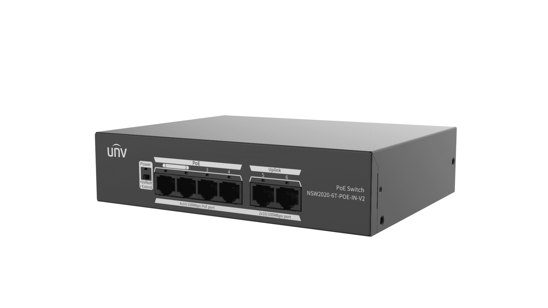 Switch Uniview NSW2020-6T-POE-IN-V2; Porturi:6×100Mbps network ports (RJ45), including 4 PoE