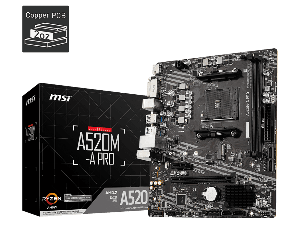 Placa de baza MSI A520M-A PRO, Socket AM4, DDR4, Micro-ATX - 3
