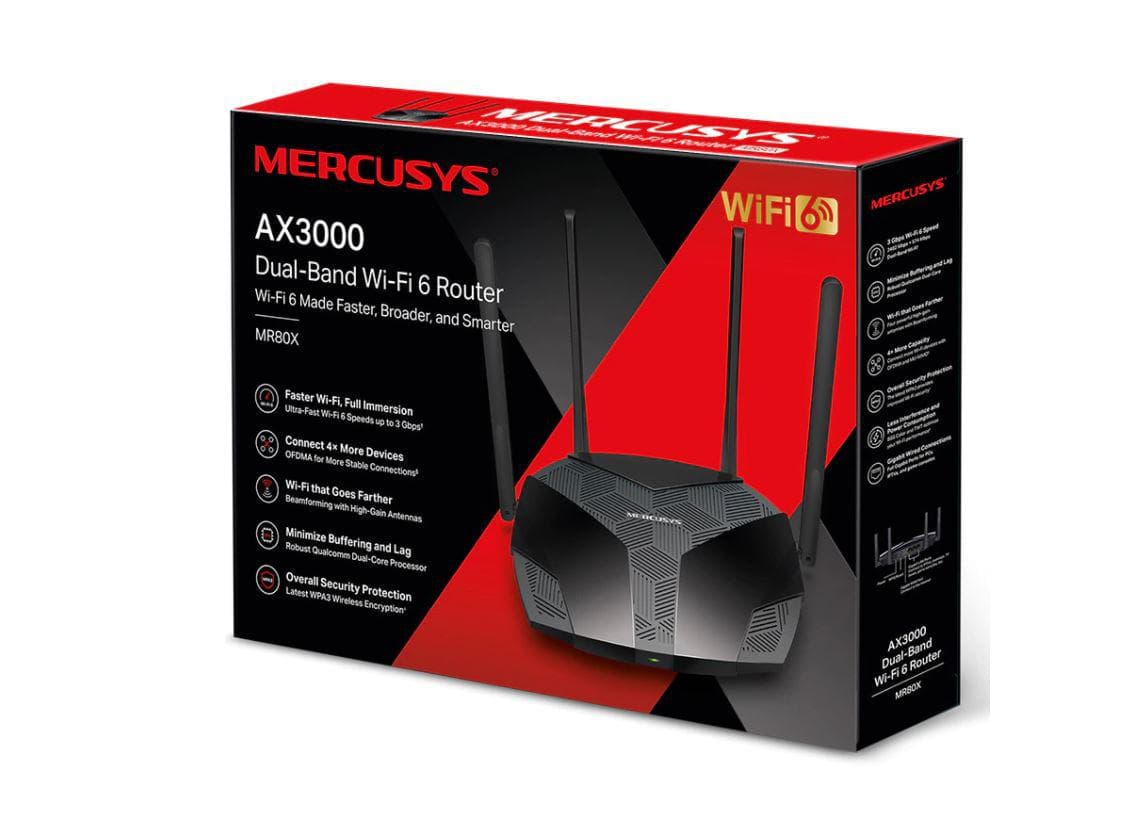 Mercusys Router, AX3000, MU-MIMO, Dual-Band, WPA3, Standarde wireless: Wi-Fi 802.11ax/ac/a/b/g/n, - 3
